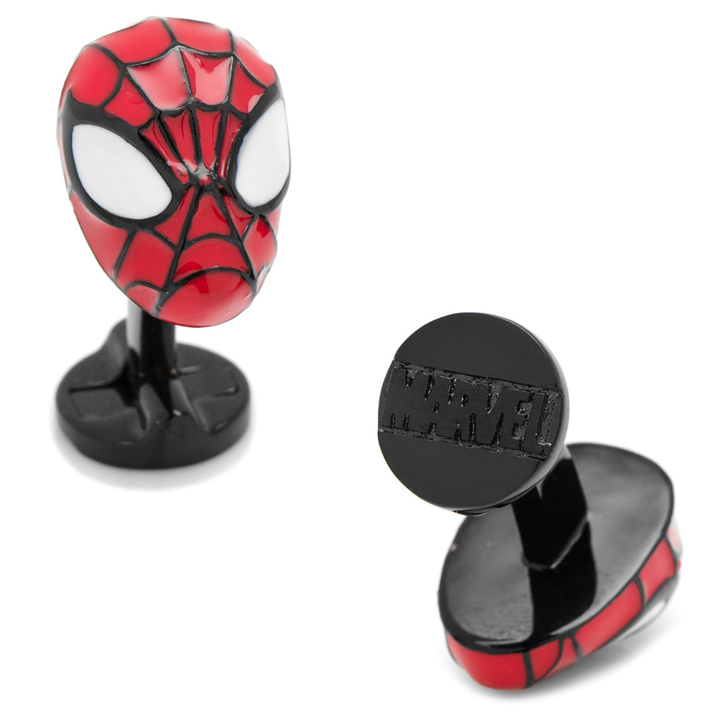 Marvel Spider-Man 3D Mask Cufflinks in Red and Black Enamel