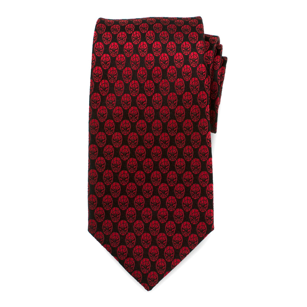 Marvel Spider-Man Mask Red and Black Silk Slim Tie - Image 3
