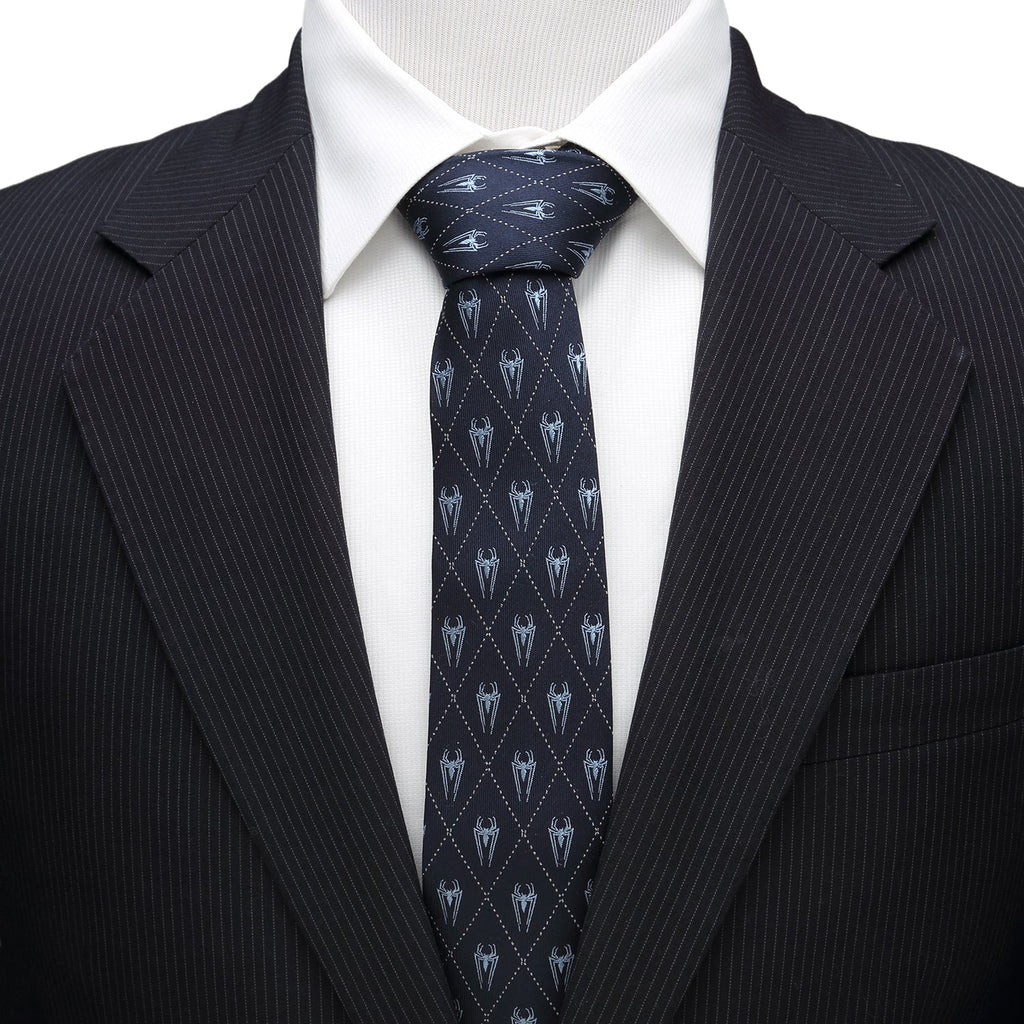 Marvel Spider-Man Diamond Pattern Silk Tie in Navy and Pale Blue - Image 2
