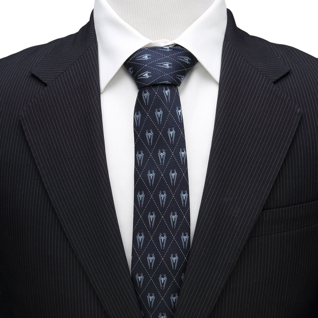 Marvel Spider-Man Diamond Pattern Silk Tie in Navy and Pale Blue - Image 2