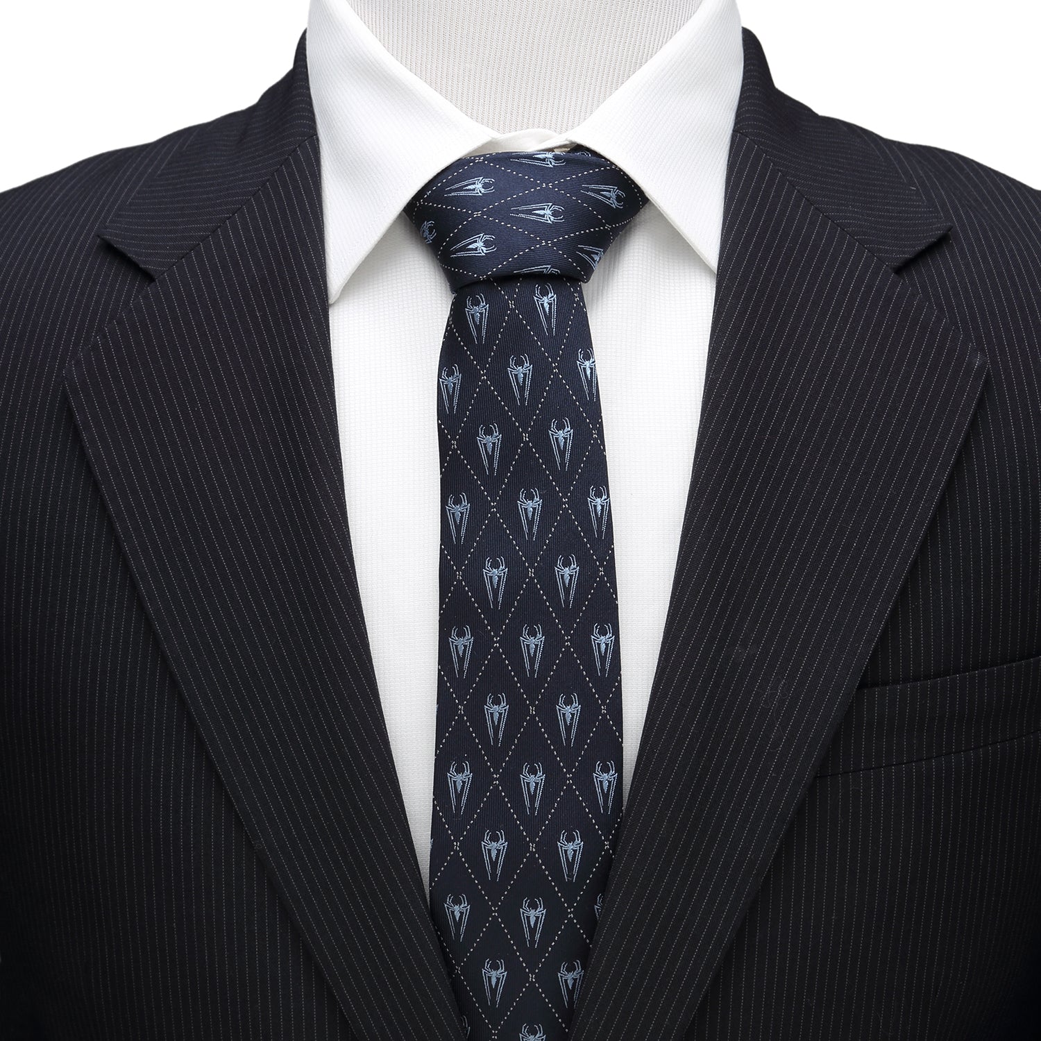 Marvel Spider-Man Diamond Pattern Silk Tie in Navy and Pale Blue - Image 2