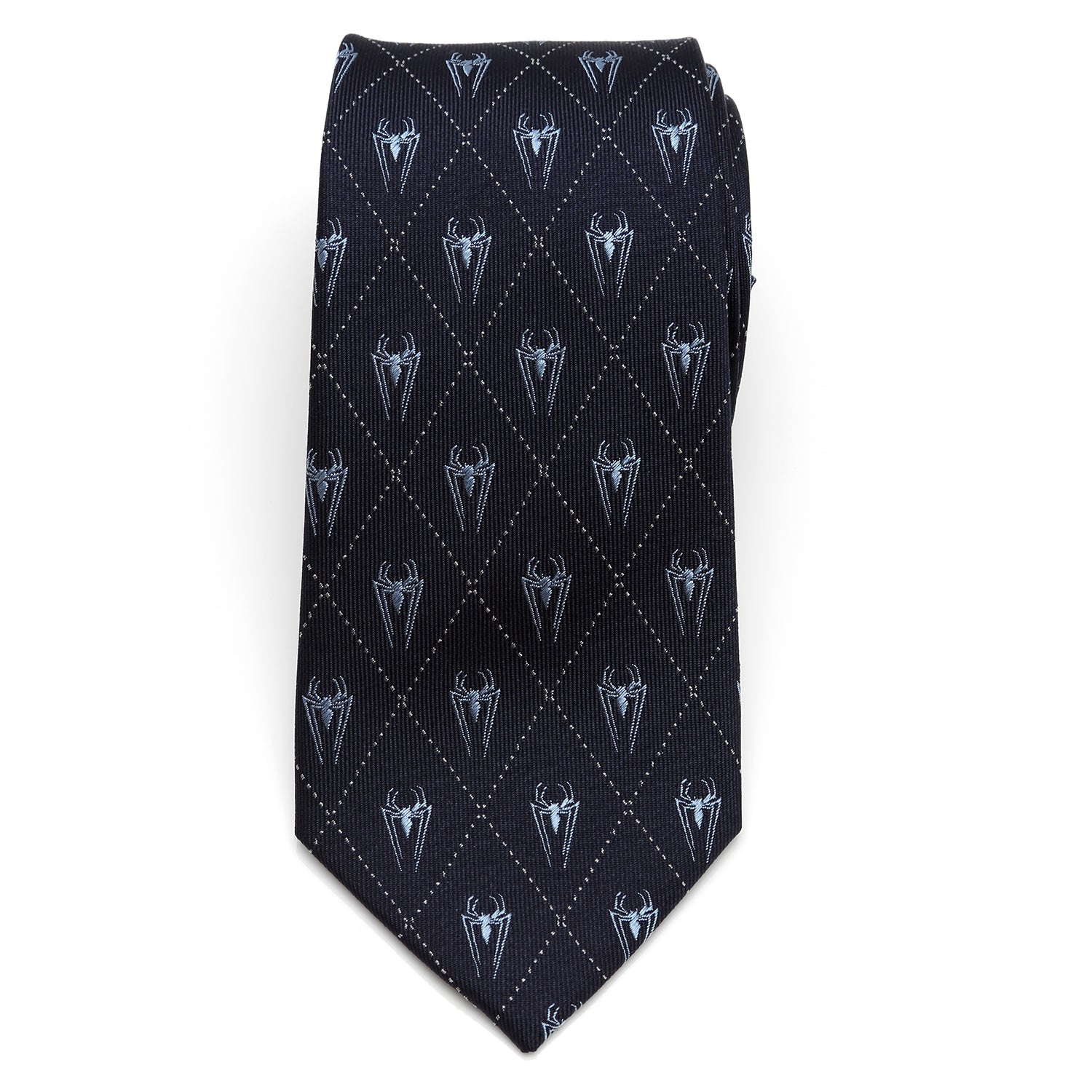 Marvel Spider-Man Diamond Pattern Silk Tie in Navy and Pale Blue - Image 3