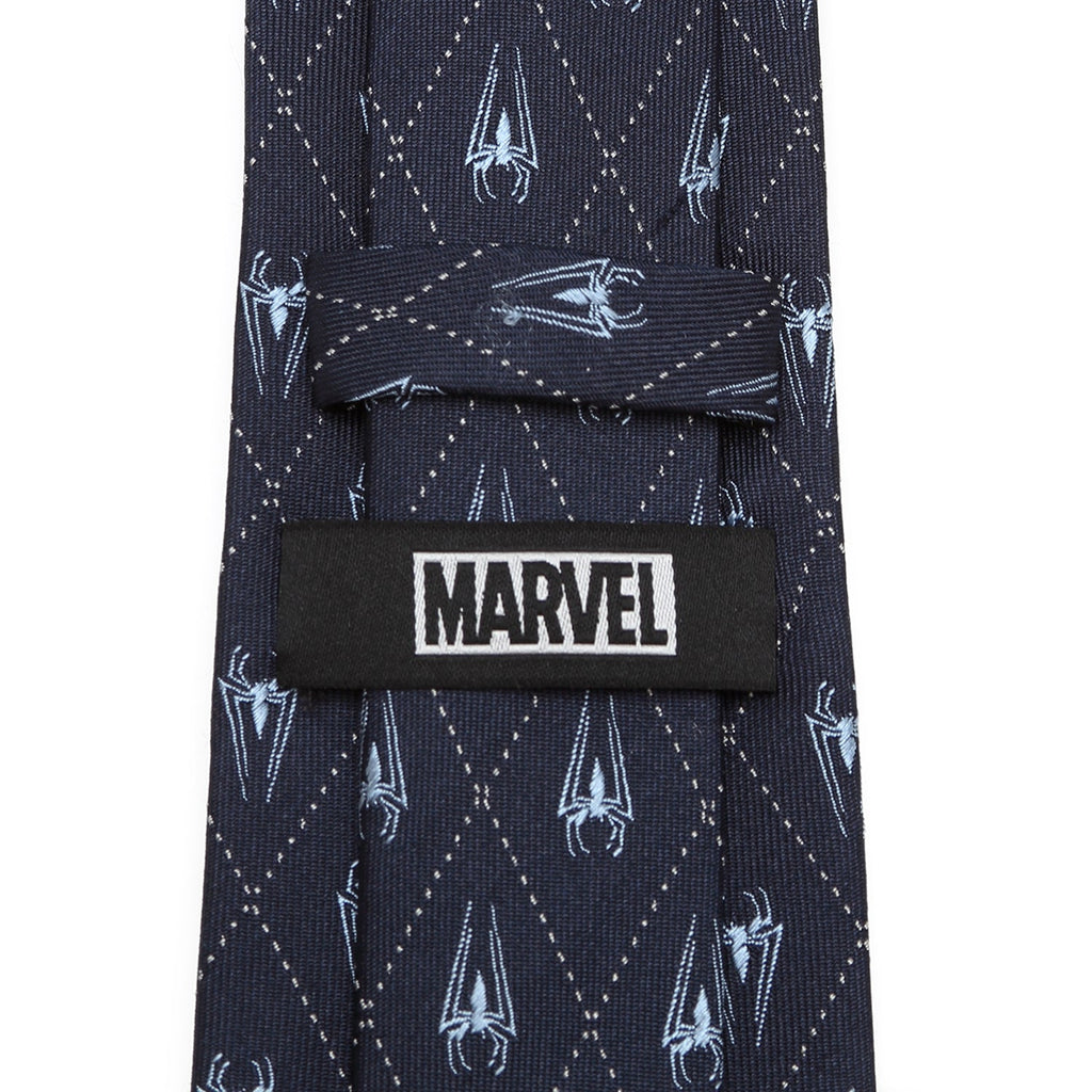 Marvel Spider-Man Diamond Pattern Silk Tie in Navy and Pale Blue - Image 4