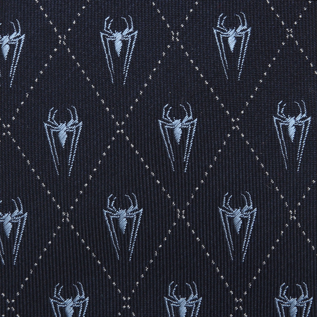 Marvel Spider-Man Diamond Pattern Silk Tie in Navy and Pale Blue - Image 5