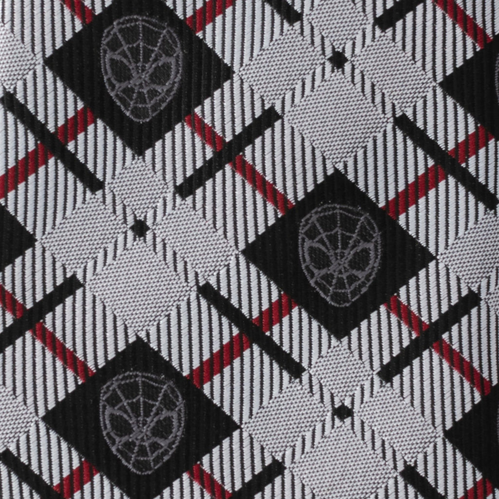 Marvel Spider-Man Plaid Tie in Black Grey and Red - Image 4