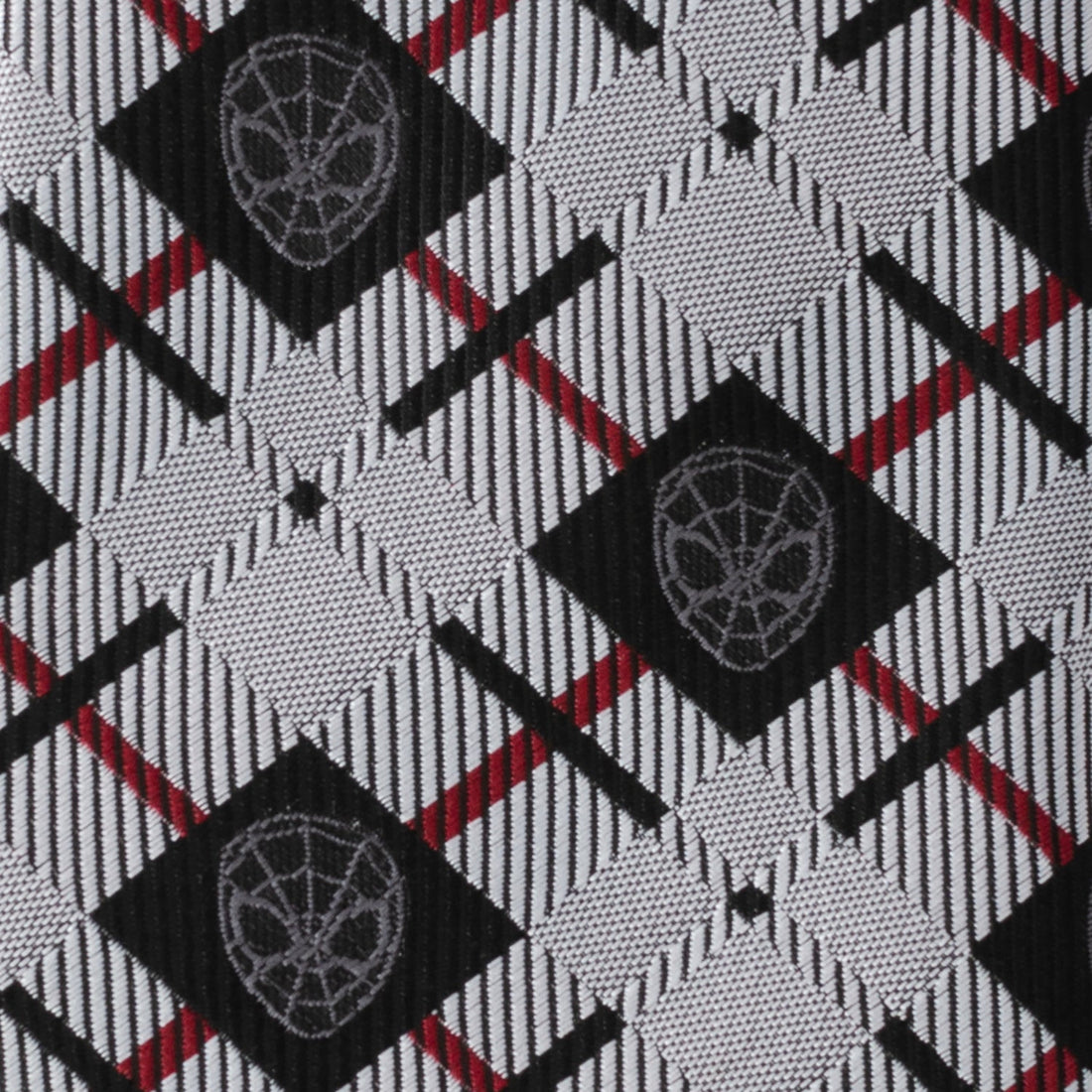 Marvel Spider-Man Plaid Tie in Black Grey and Red - Image 4