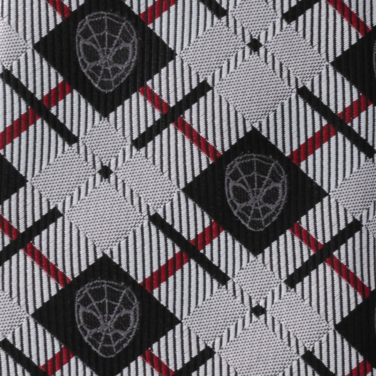 Marvel Spider-Man Plaid Tie in Black Grey and Red - Image 4