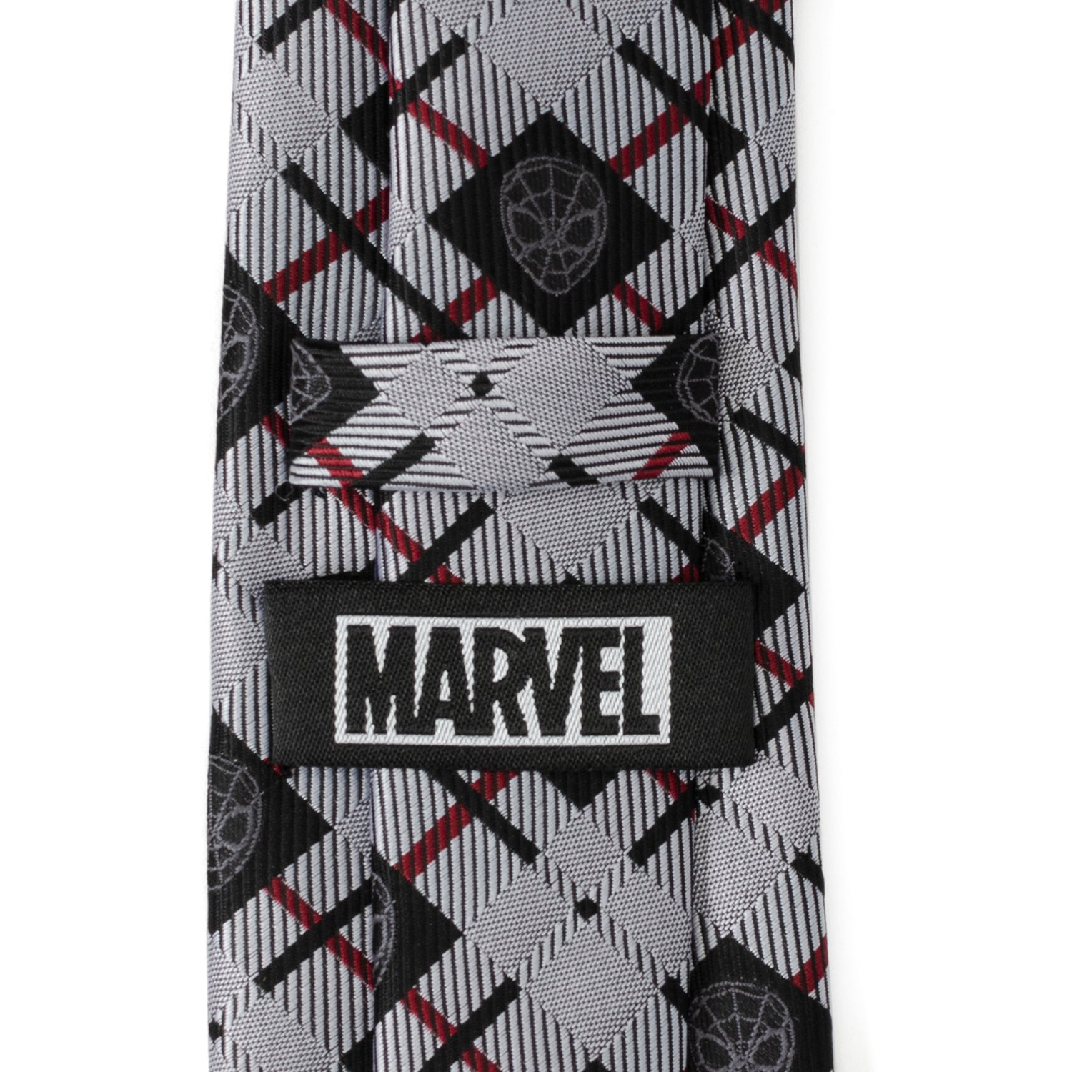 Marvel Spider-Man Plaid Tie in Black Grey and Red - Image 5