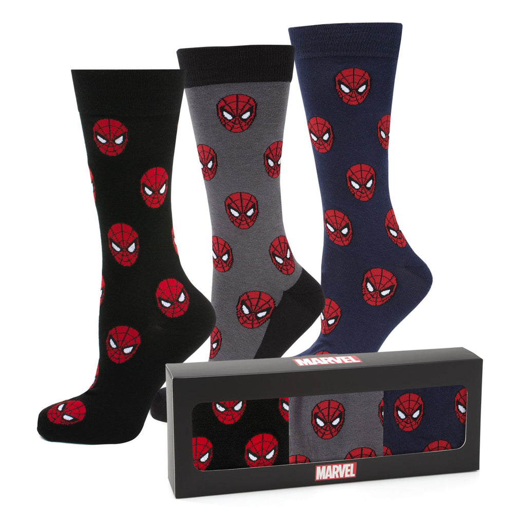Marvel Spider-Man 3-Pair Crew Sock Gift Set with Lapel Pin