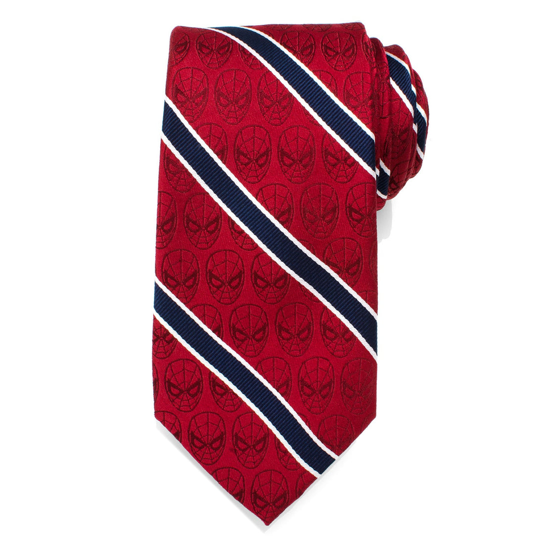 Marvel Spider-Man Red and Navy Stripe Silk Slim Necktie - Image 3