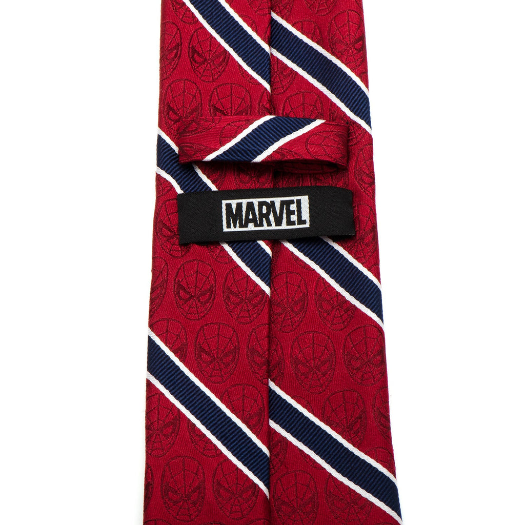 Marvel Spider-Man Red and Navy Stripe Silk Slim Necktie - Image 4