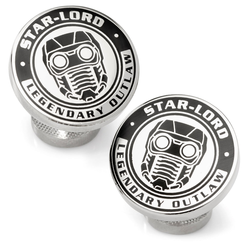 Marvel Guardians of the Galaxy Star-Lord mask cufflinks in black and silver metal