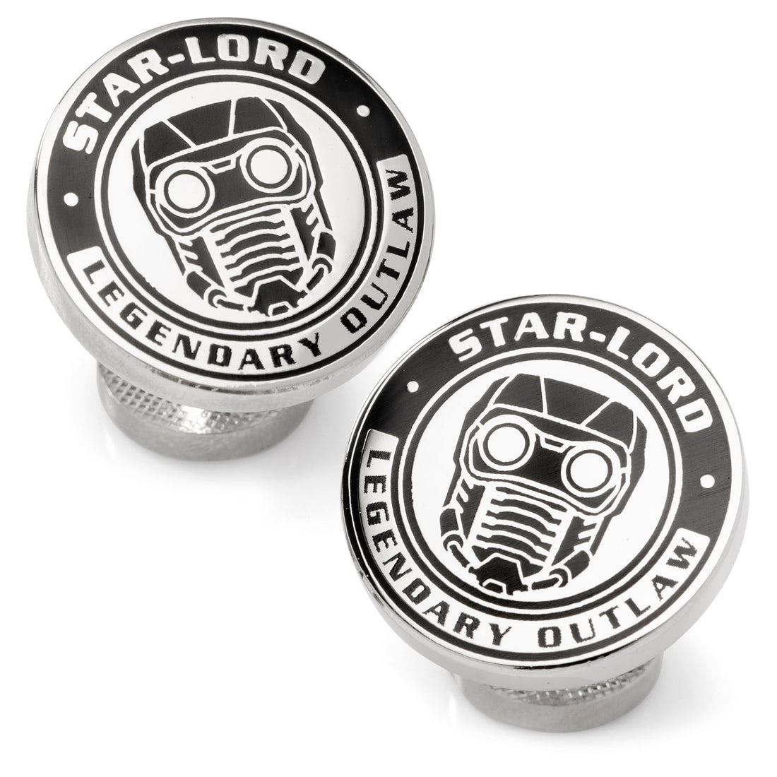 Marvel Guardians of the Galaxy Star-Lord mask cufflinks in black and silver metal