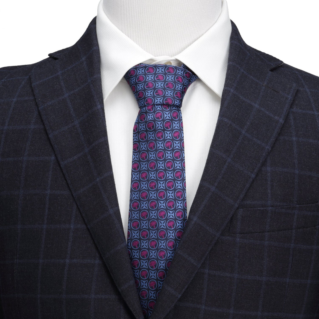 Marvel Thor Mjolnir Hammer Silk Tie in Navy and Plum Purple - Image 2