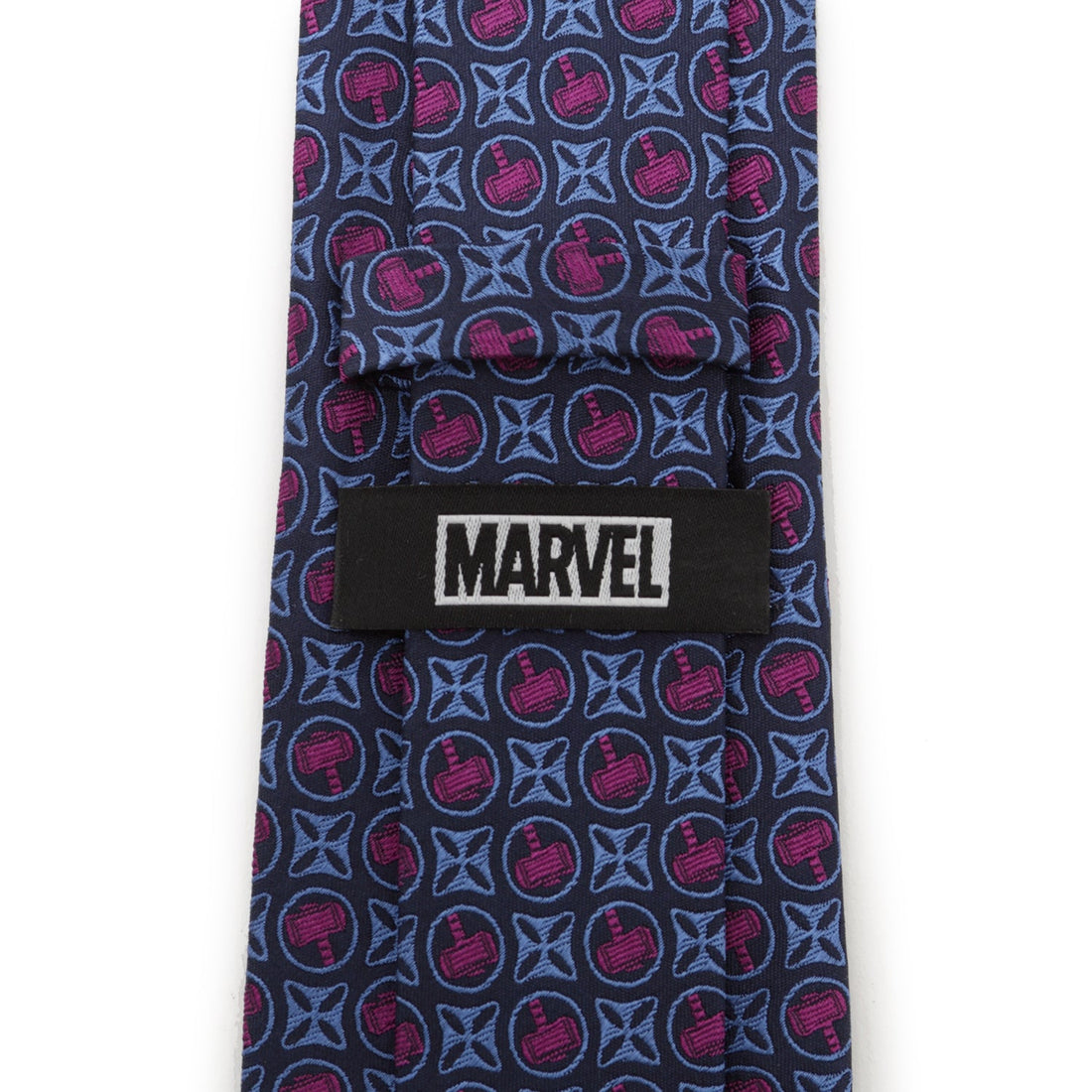 Marvel Thor Mjolnir Hammer Silk Tie in Navy and Plum Purple - Image 4
