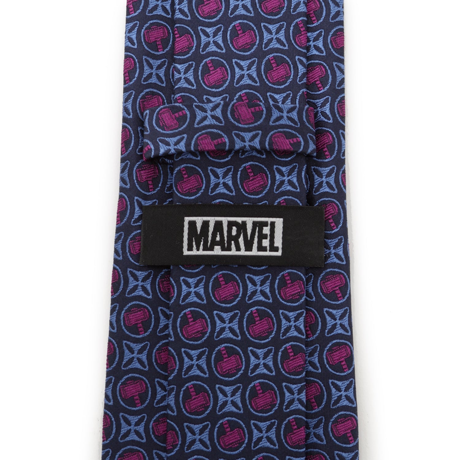 Marvel Thor Mjolnir Hammer Silk Tie in Navy and Plum Purple - Image 4