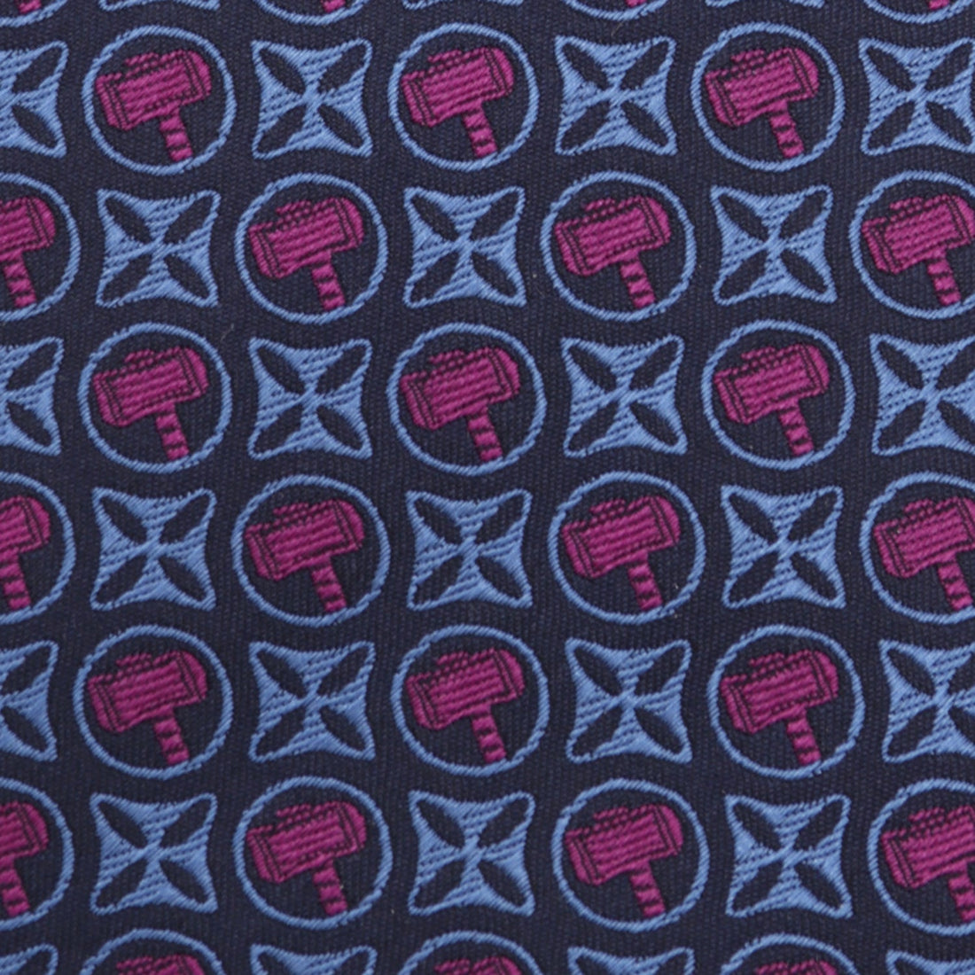 Marvel Thor Mjolnir Hammer Silk Tie in Navy and Plum Purple - Image 5