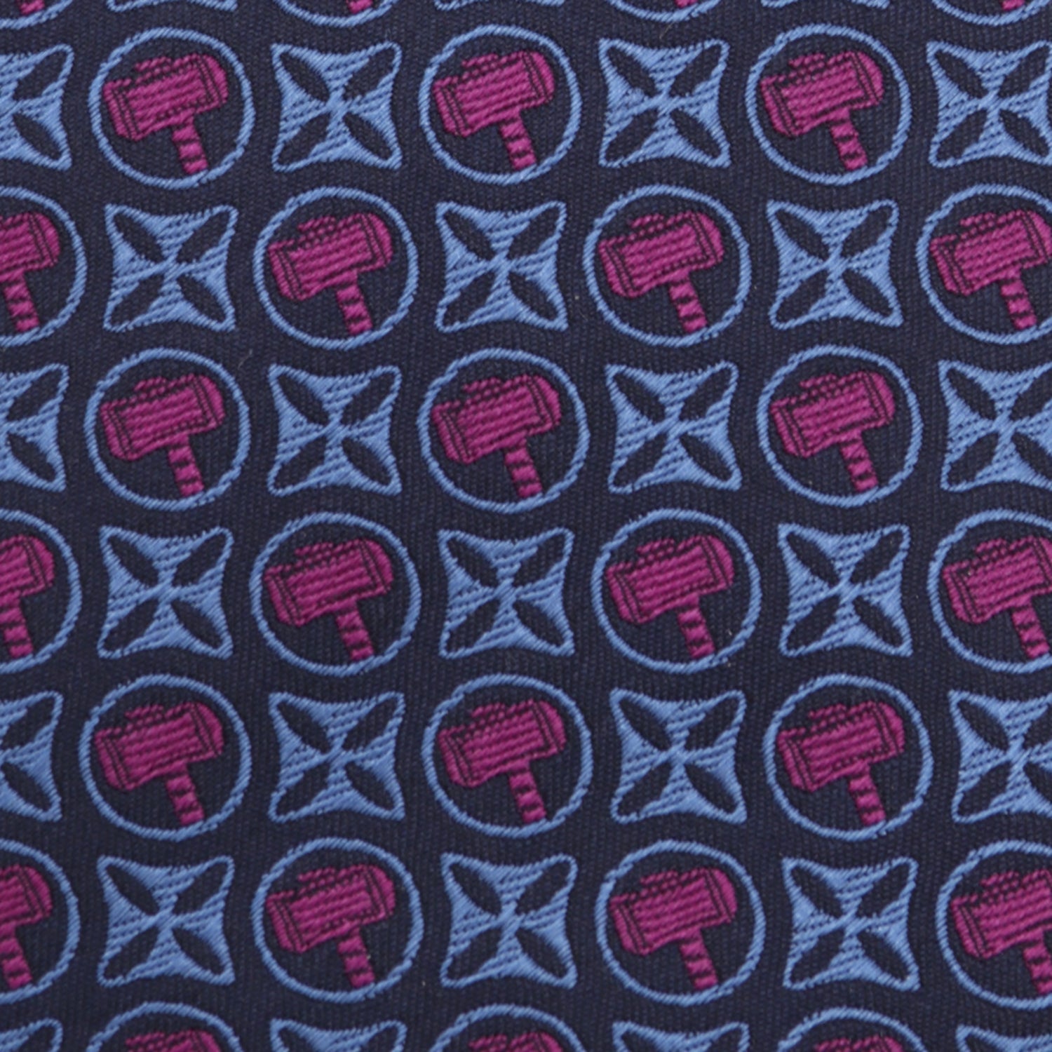 Marvel Thor Mjolnir Hammer Silk Tie in Navy and Plum Purple - Image 5