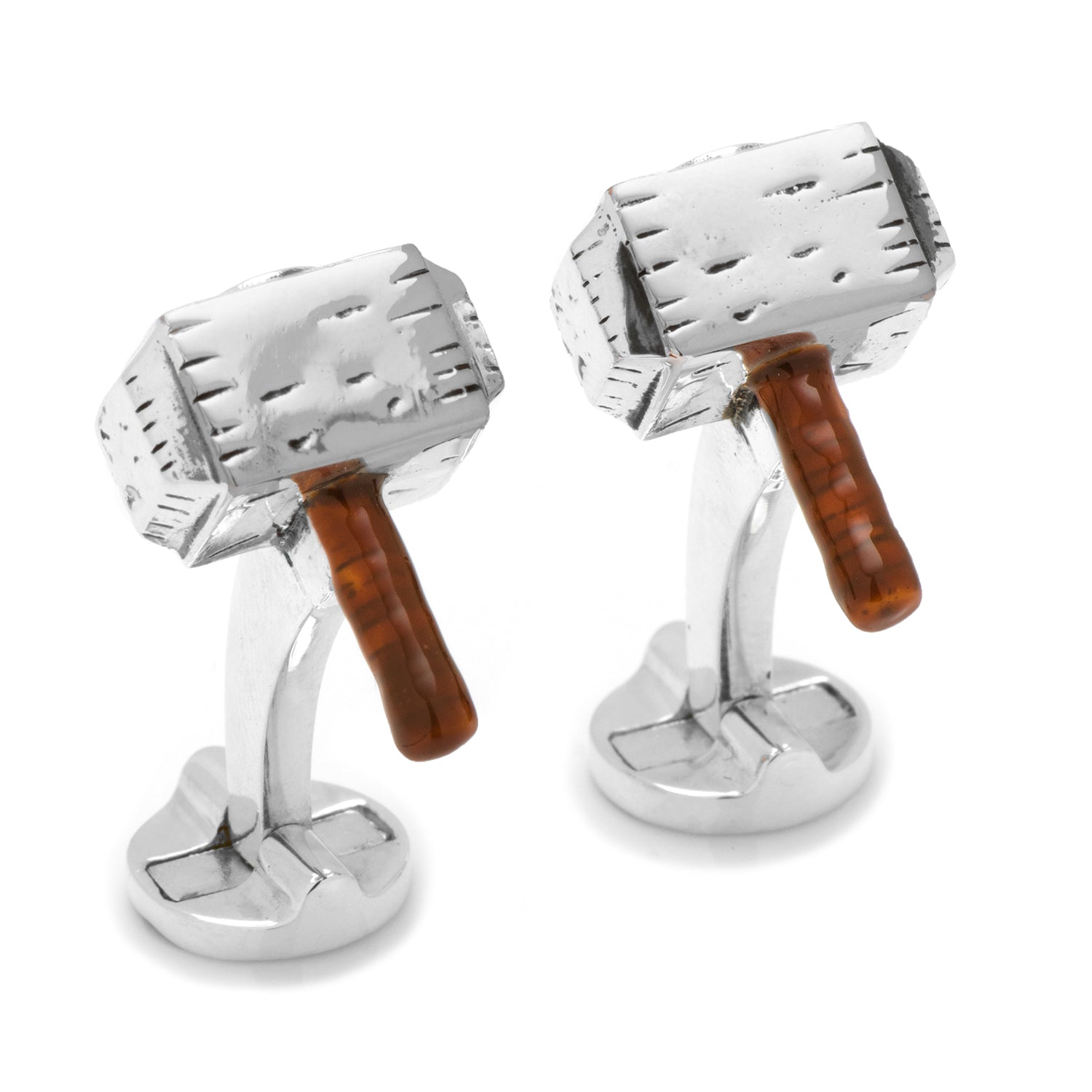 Marvel Thor Mjolnir Hammer 3D Cufflinks in Silver and Brown - Image 2