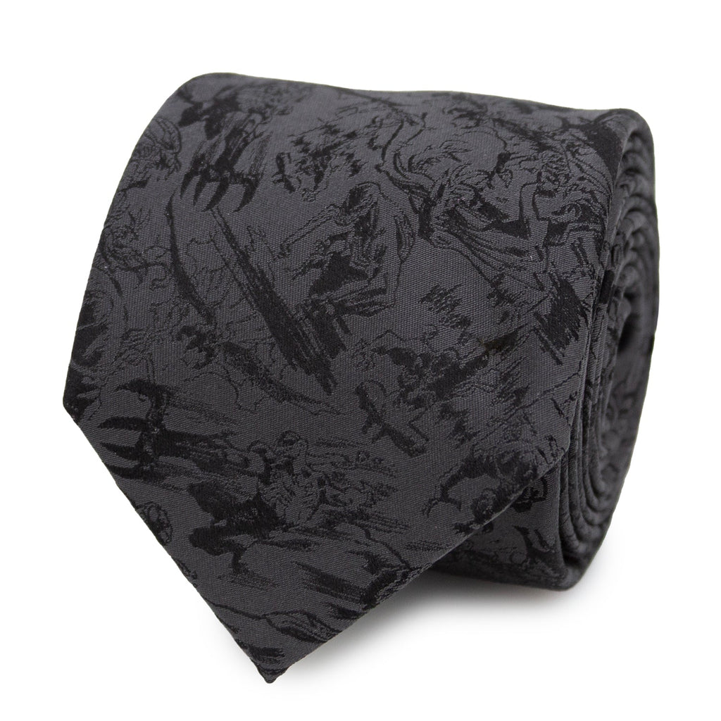Venom Dark Gray Comic Action Silk Tie for Men