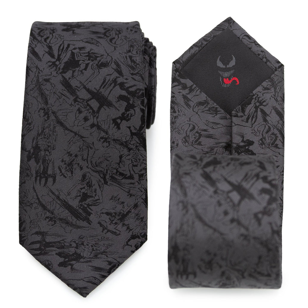 Venom Dark Gray Comic Action Silk Tie for Men