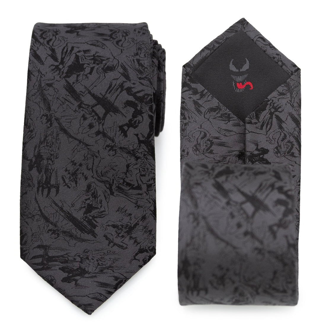 Venom Dark Gray Comic Action Silk Tie for Men