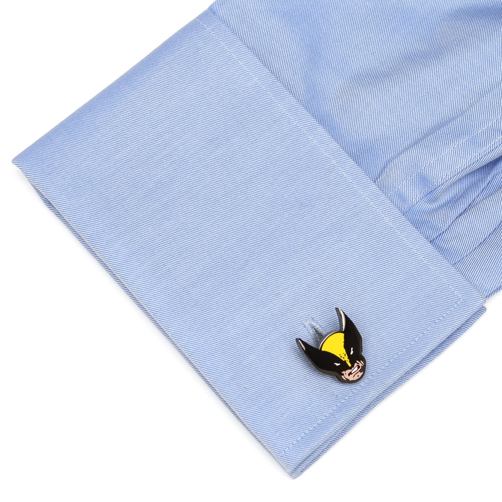 Marvel Wolverine Mask Cufflinks in Yellow and Black Metal - Image 3