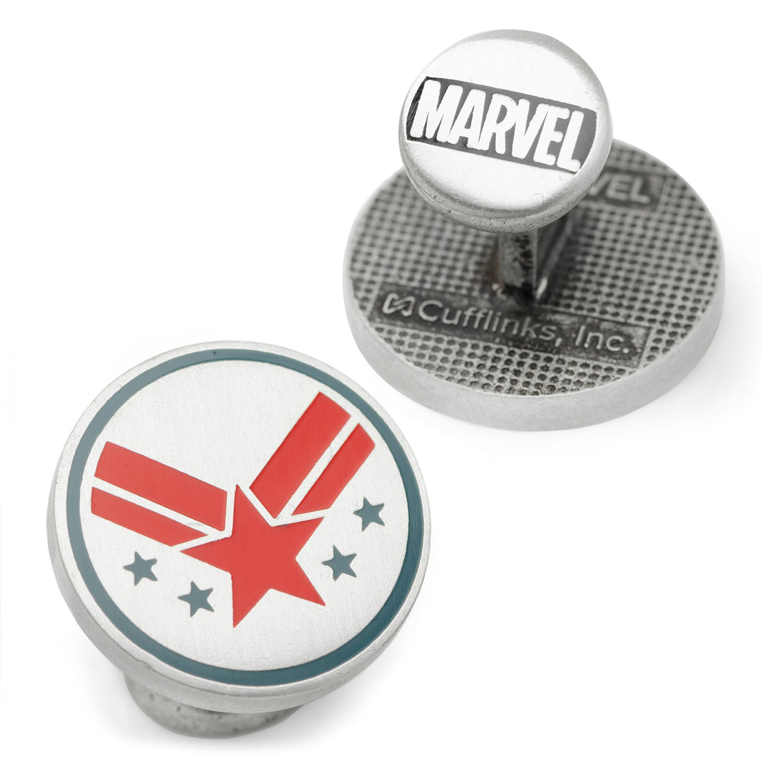 Marvel War Machine Logo Cufflinks in Red Blue and Matte Silver - Image 2
