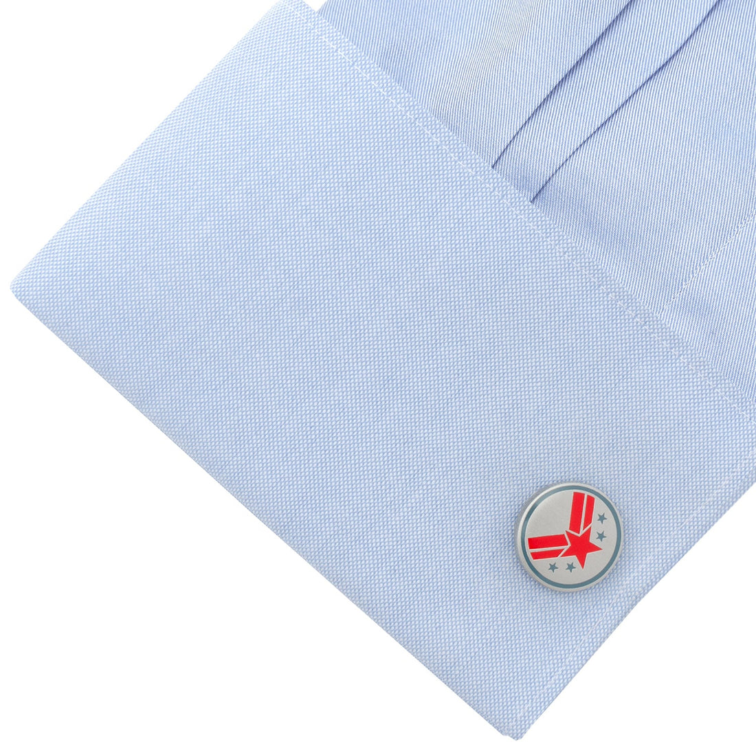 Marvel War Machine Logo Cufflinks in Red Blue and Matte Silver - Image 3