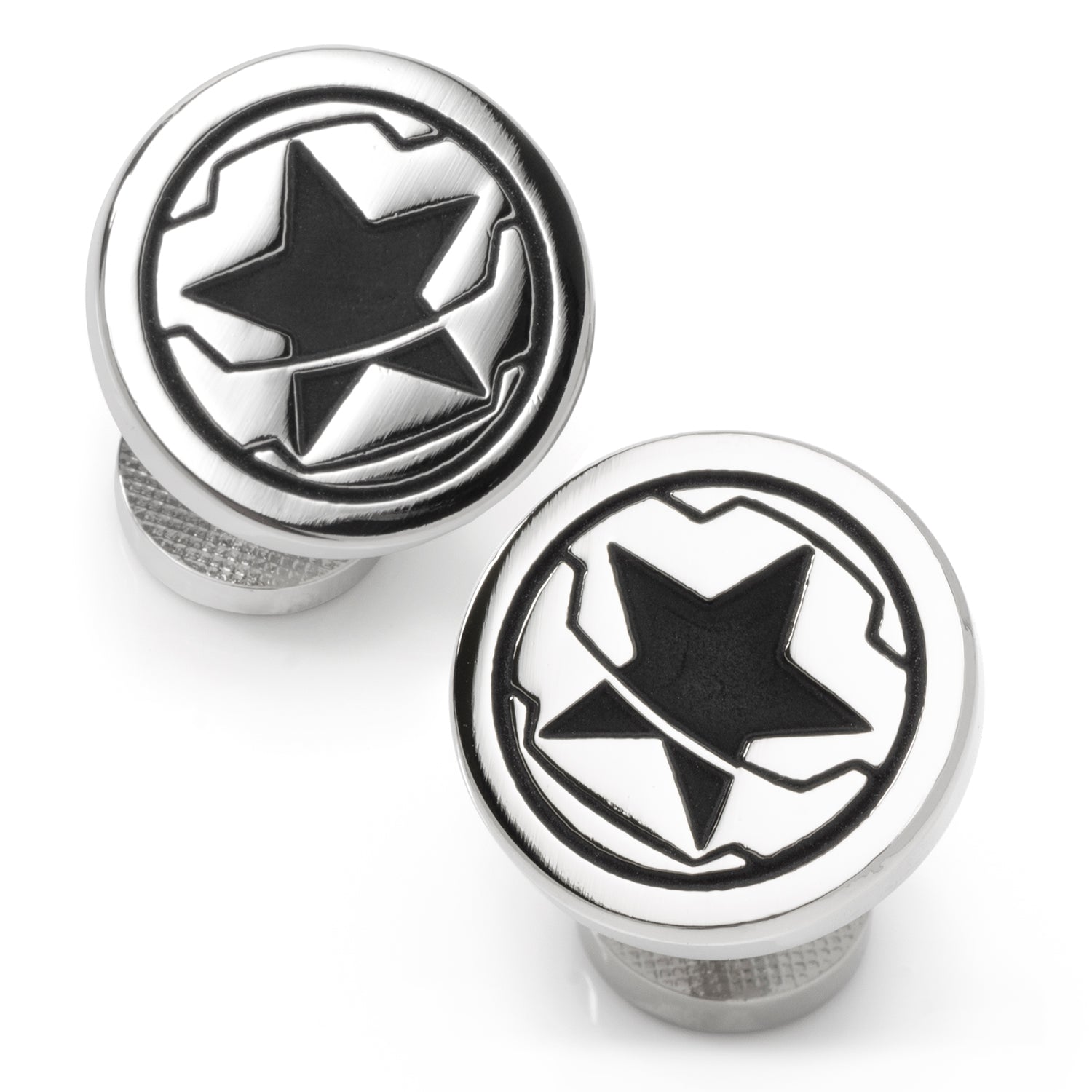 Marvel Winter Soldier Logo Cufflinks in Matte Black and Silver - Image 2