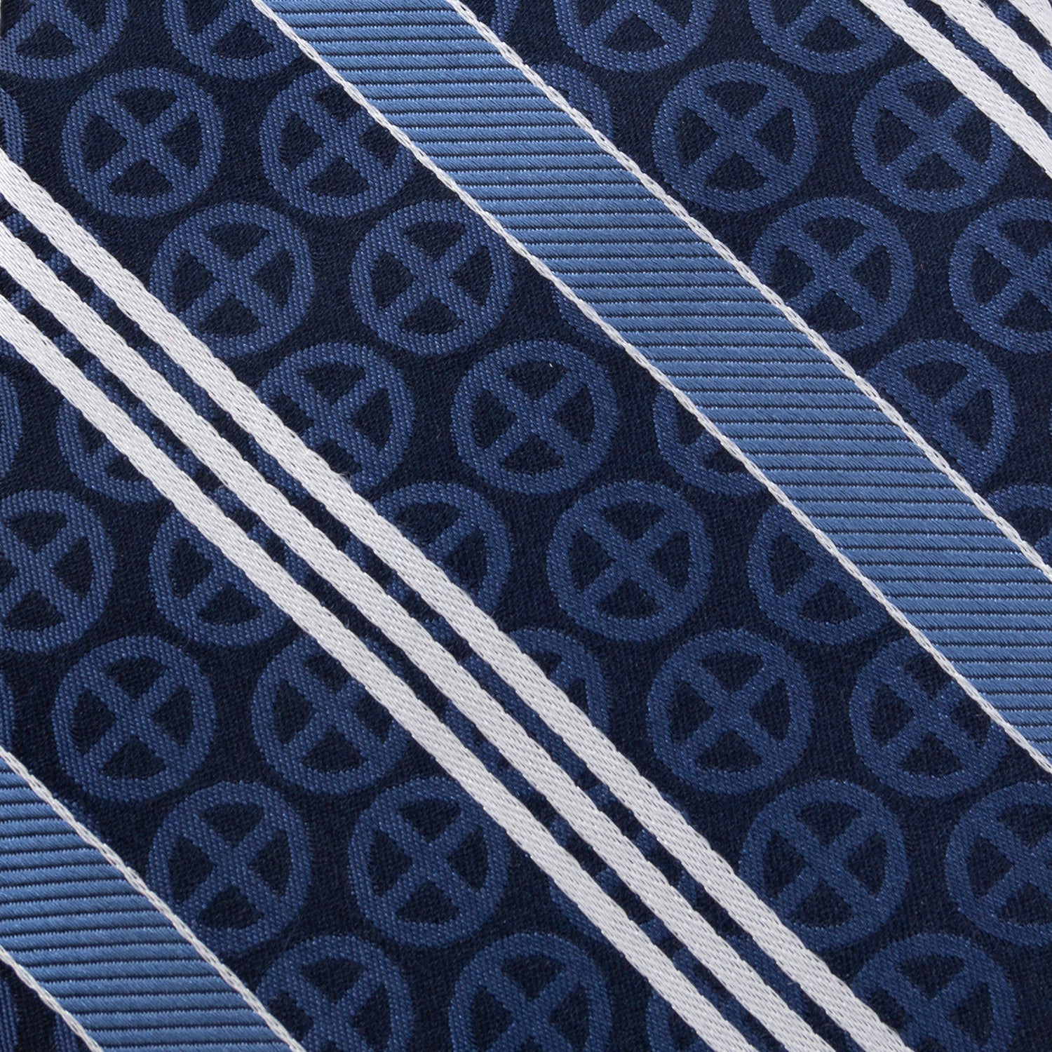 Marvel X-Men Symbol Navy Blue Striped Silk Men's Necktie - Image 5