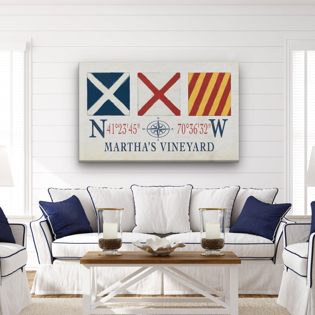Martha's Vineyard Nautical Signal Flag Canvas Wall Art Decor