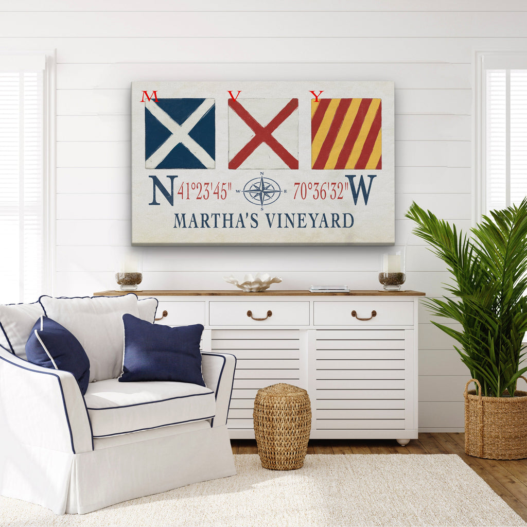 Martha's Vineyard Nautical Signal Flag Canvas Wall Art Decor