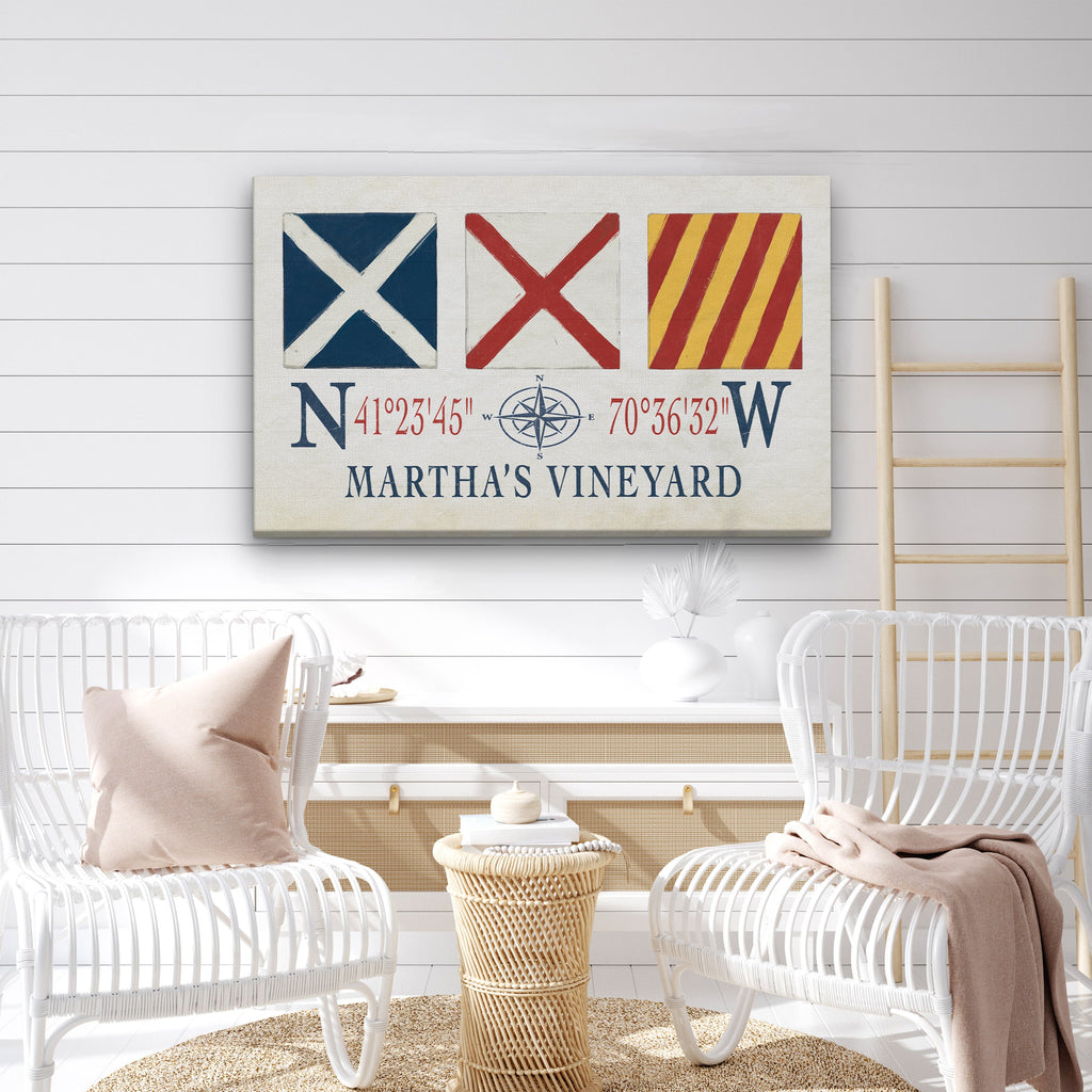 Martha's Vineyard Nautical Signal Flag Canvas Wall Art Decor