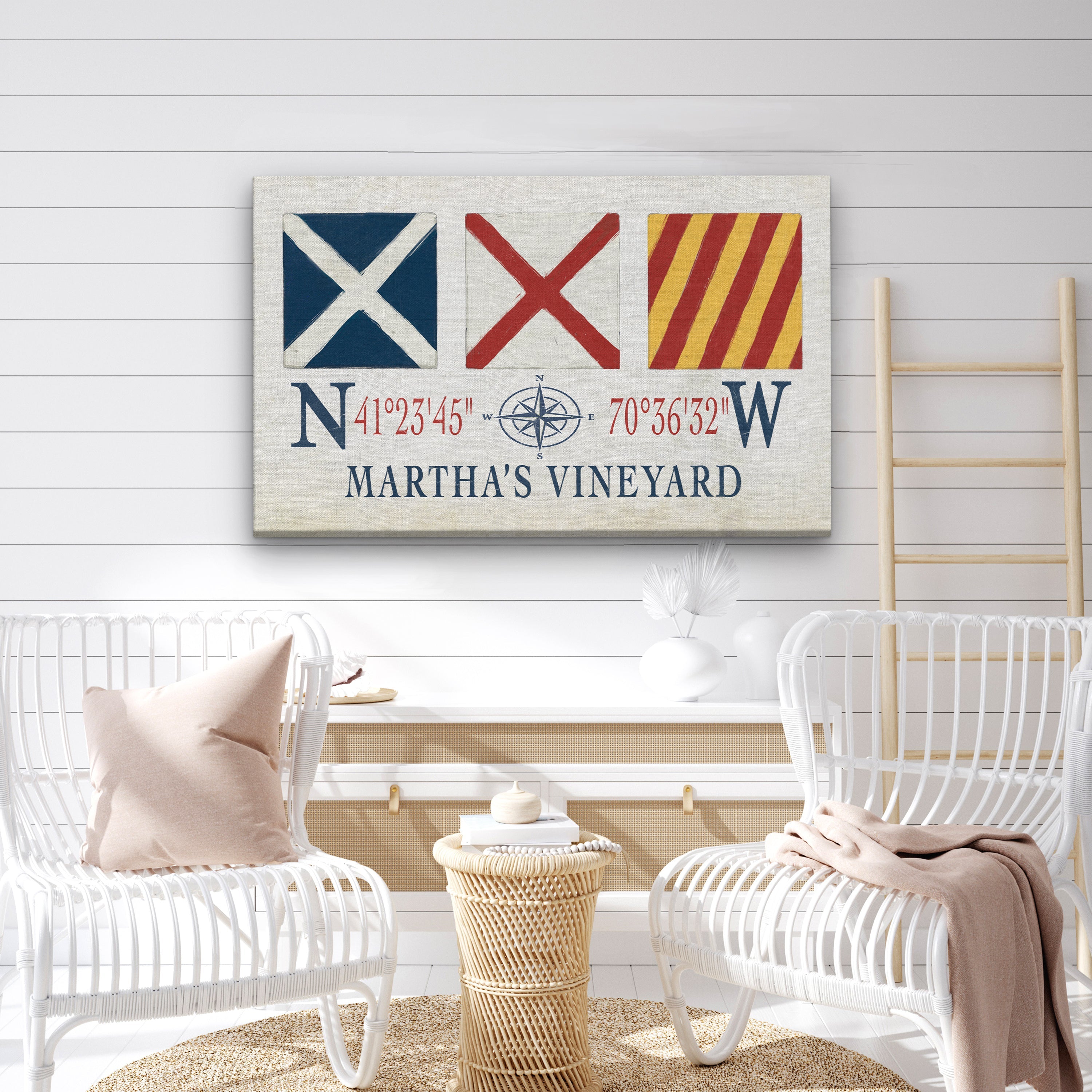 Martha's Vineyard Nautical Signal Flag Canvas Wall Art Decor