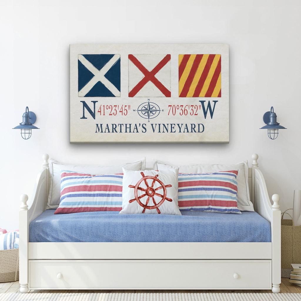 Martha's Vineyard Nautical Signal Flag Canvas Wall Art Decor