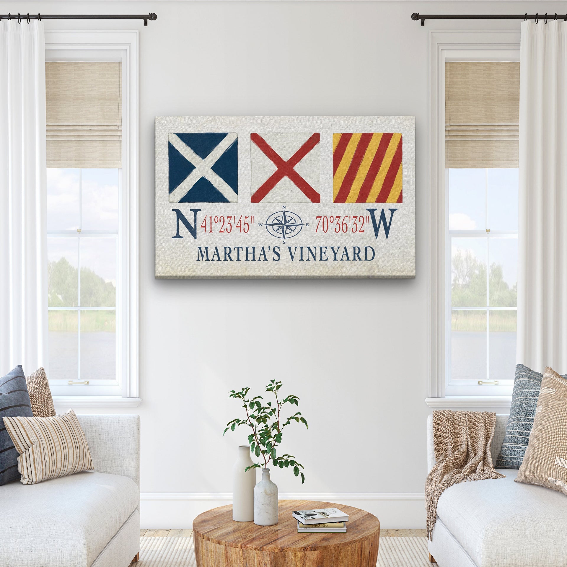 Martha's Vineyard Nautical Signal Flag Canvas Wall Art Decor