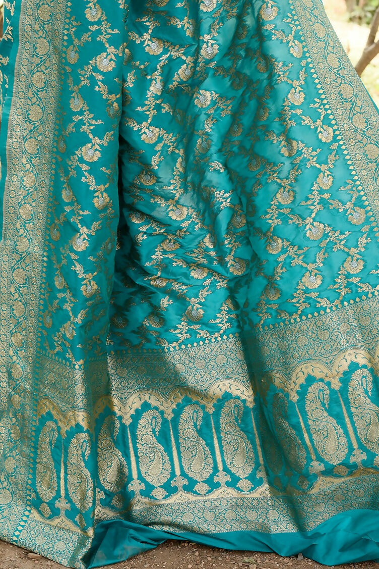 Green Banarasi Soft Pure Handloom Silk Saree