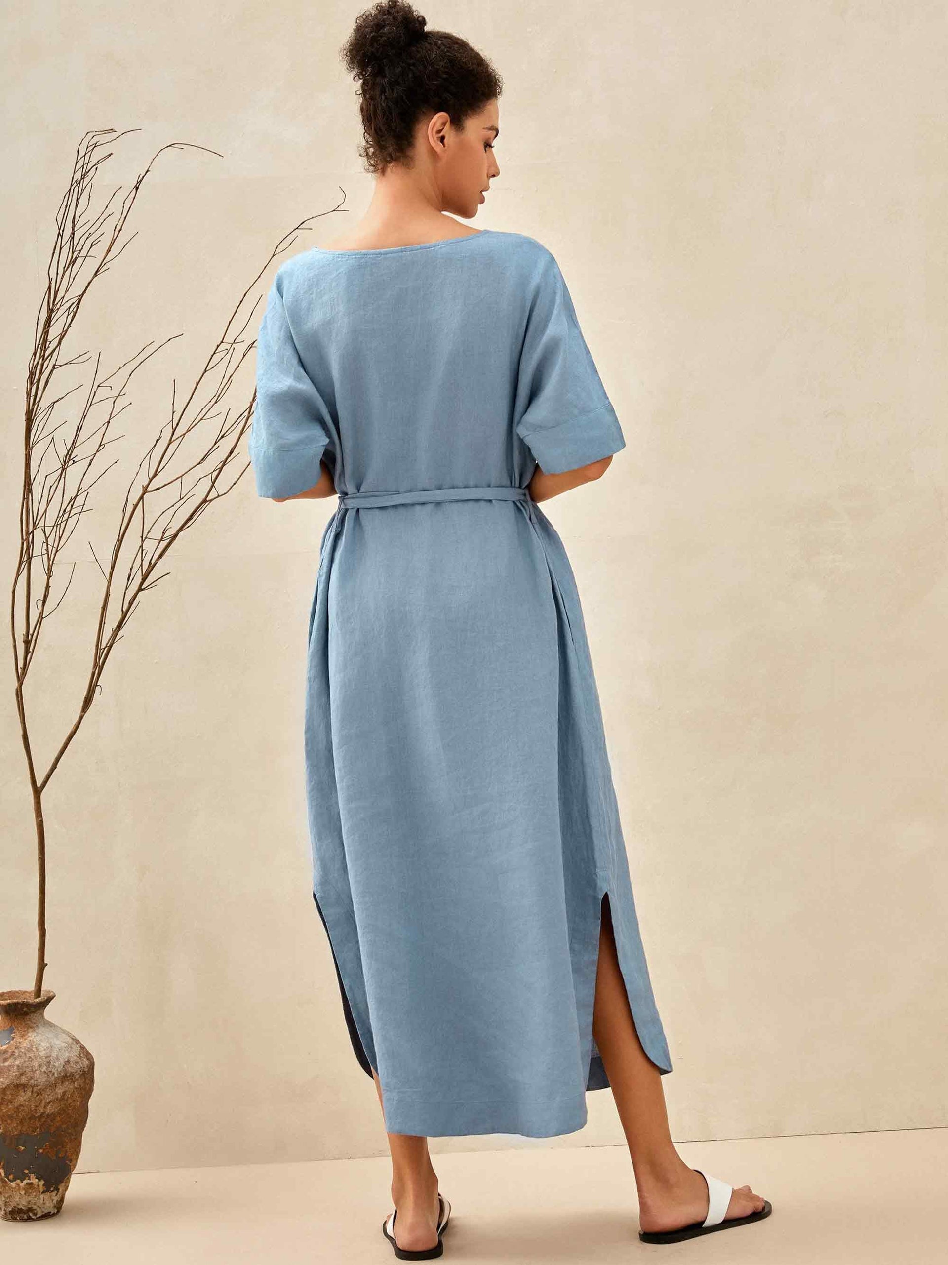 100% Linen Loose Fit Kimono Maxi Dress MADDIE