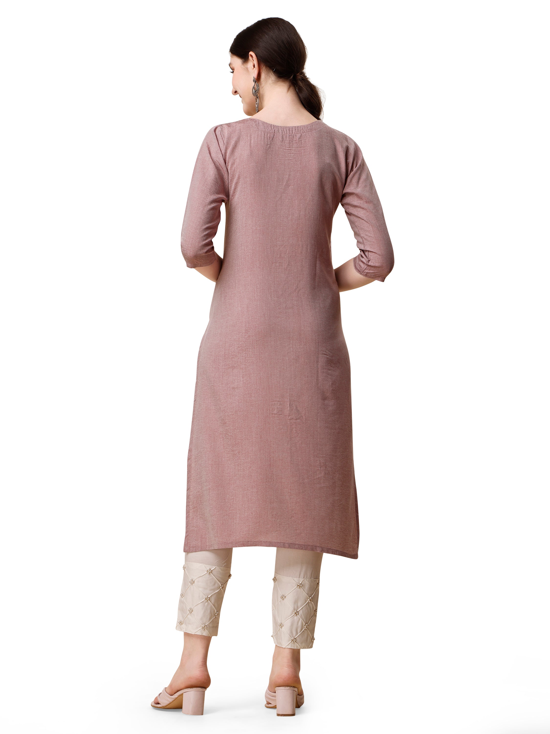 Multicolor Embroidered Kurta Set with Moti Embellished Pants