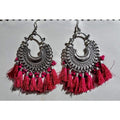 Pink half moon style silk thread earrings for women