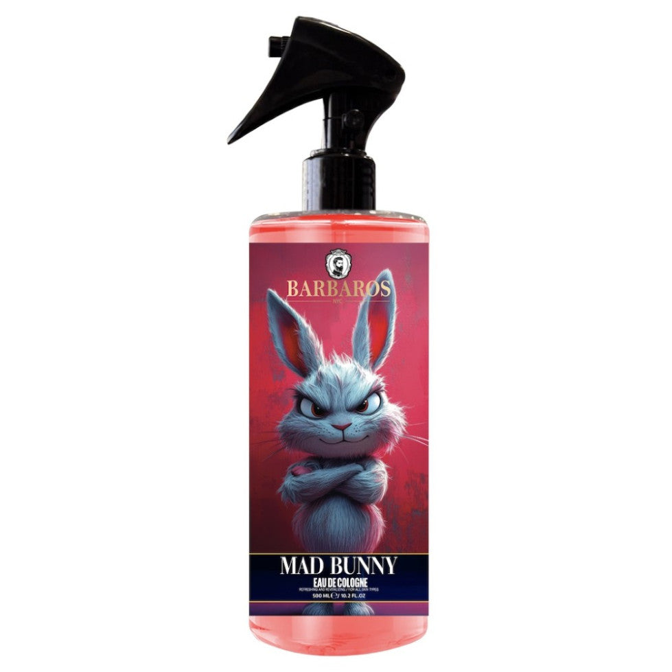 500ml bottle of Mad Bunny Cologne featuring an intoxicating fruity and musk scent