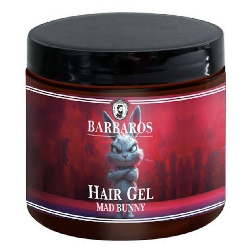 25.36oz bottle of Barbaros Bad Bunny Hair Gel for maximum hold and glossy finish