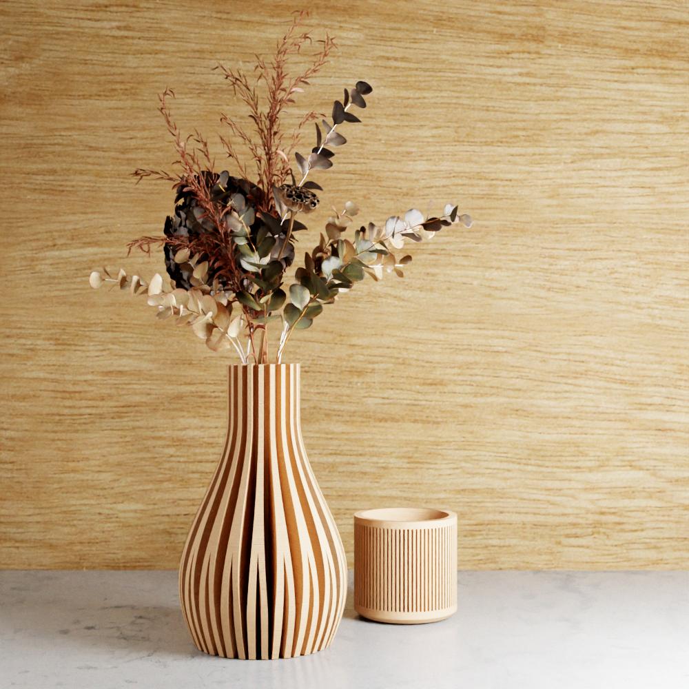 Willow Ribbed Modern Vase Sculptural Minimalist Home Decor - Image 3