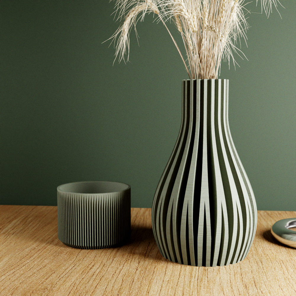 Willow Ribbed Modern Vase Sculptural Minimalist Home Decor - Image 6