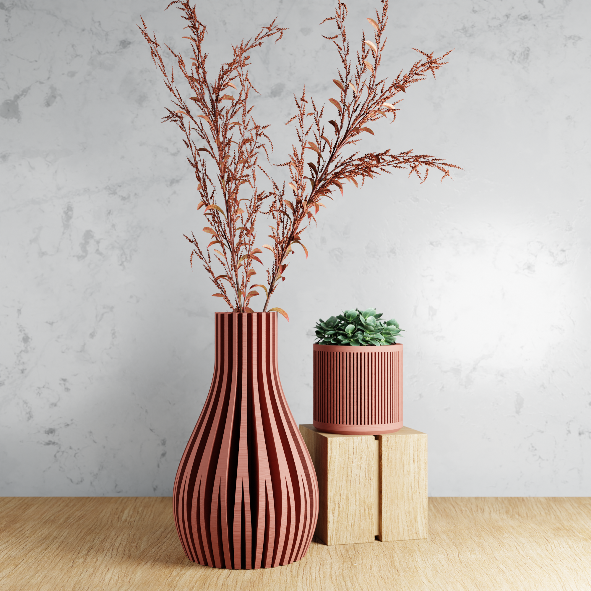 Willow Ribbed Modern Vase Sculptural Minimalist Home Decor - Image 5
