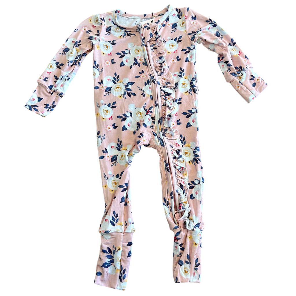 Maggie Floral Bamboo Ruffle Convertible Footie