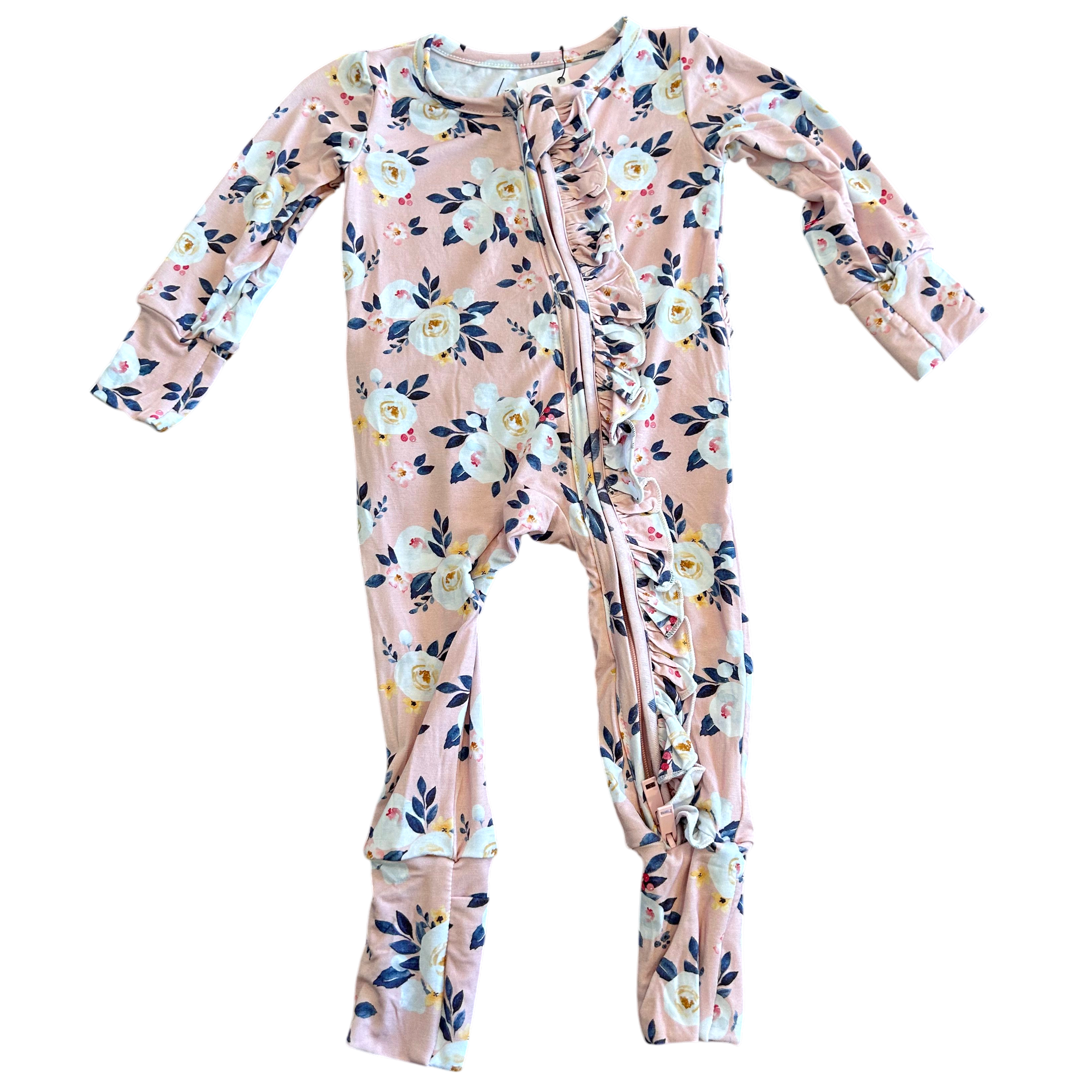 Maggie Floral Bamboo Ruffle Convertible Footie