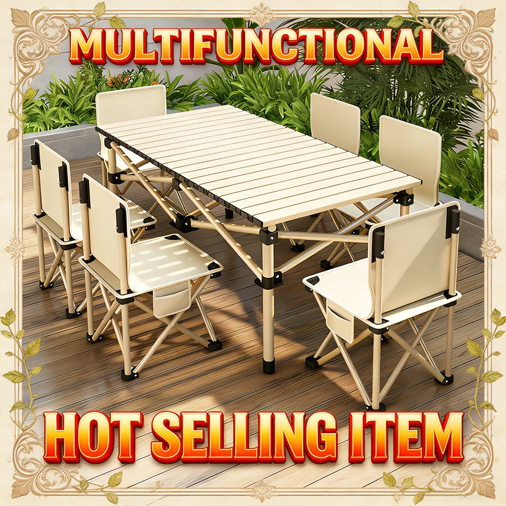 Portable Folding Camping Table, Adjustable Height Picnic Table
