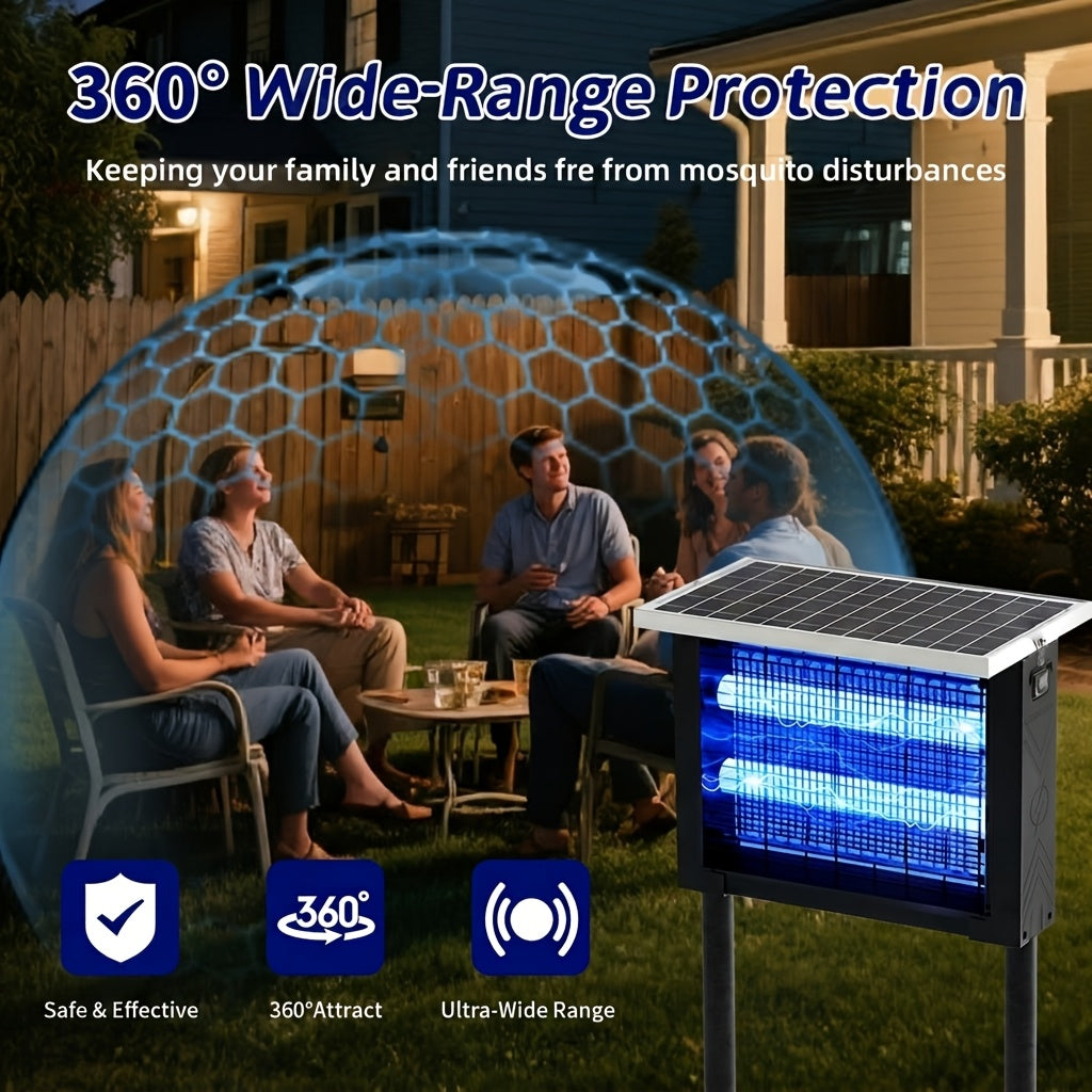 Solar Powered Outdoor Bug Zapper 4500V Electric Insect Killer